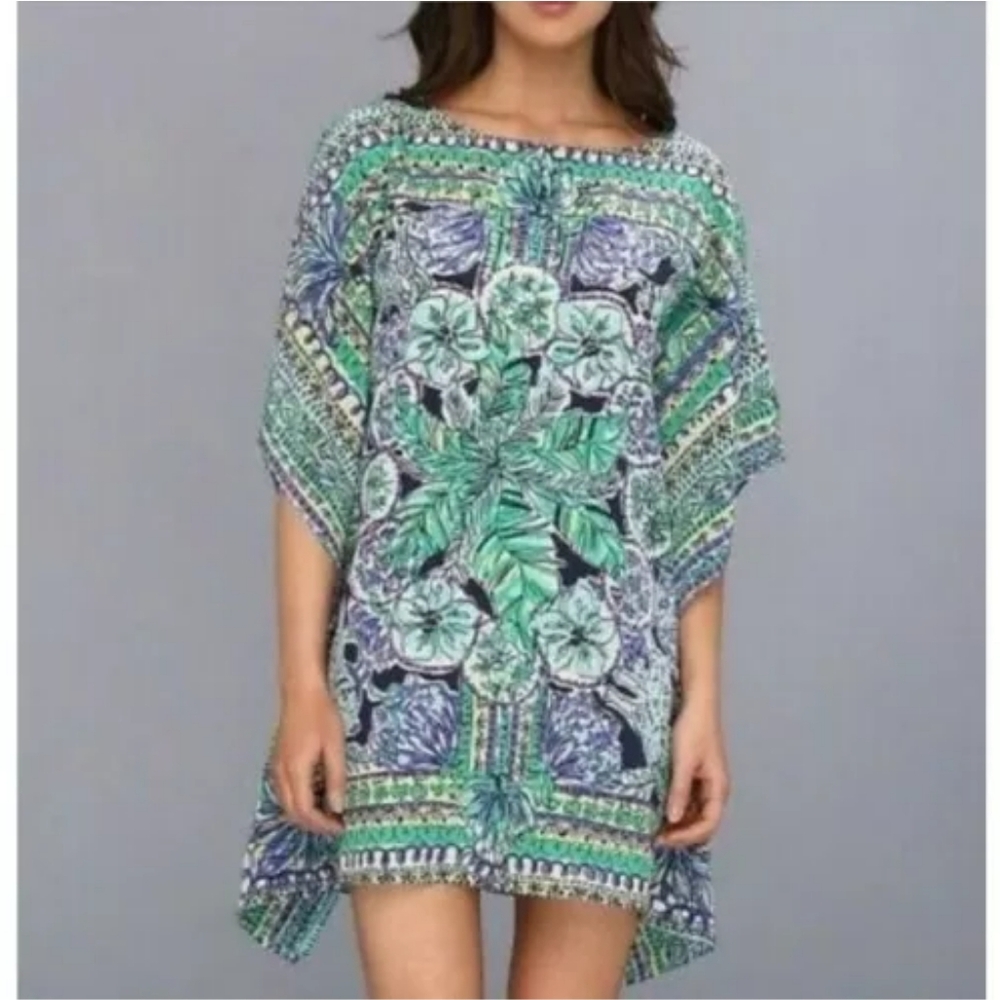 Lilly Pulitzer Lindamarie Caftan Bright Navy Escape Artist Rectangle Dress XS/S
